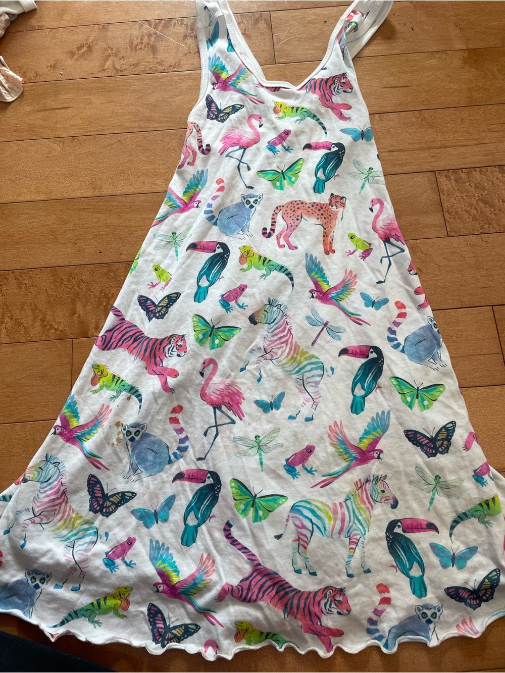 Hatley White Multicolor Animal & Butterfly Print Tank Dress
